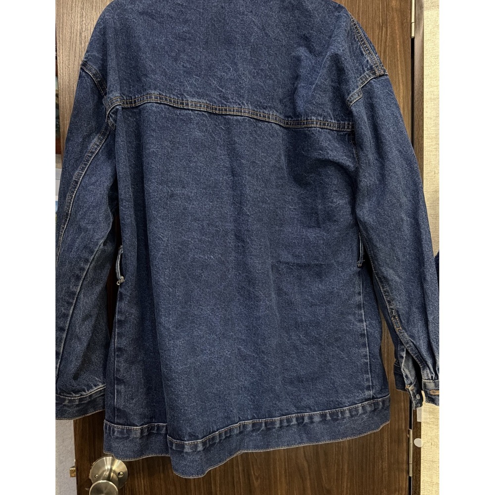 Ex Boyfriend Trucker Grunge Denim Jacket Lagen Ranch Cowgirl Meas. In Pics S - Picture 2 of 9